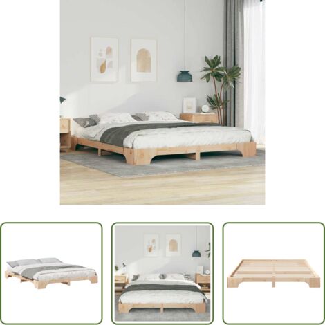 Marco de cama - Estructura de cama Marrón 180 x 210 cm Madera de pino macizo