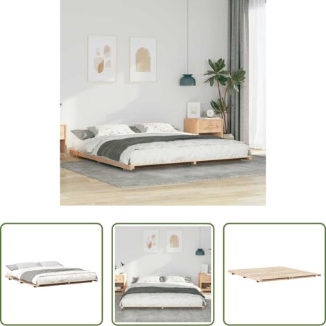 Marco de cama -  Estructura de cama Marrón 200 x 200 cm Madera maciza de pino