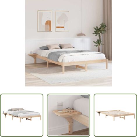 Marco de cama -  Estructura de cama Natural 150 x 200 cm Madera de pino macizo