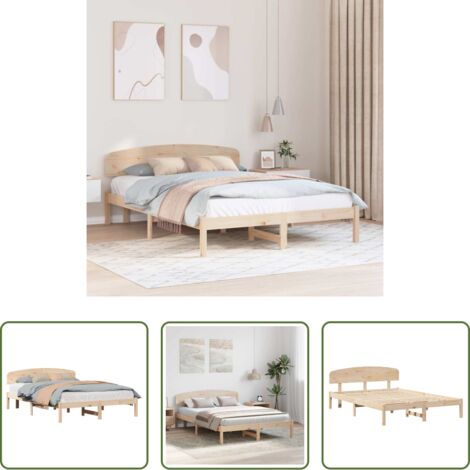 Marco de cama -  Estructura de cama Natural 150 x 200 cm Madera de pino macizo