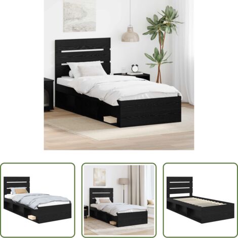 Marco de cama -  Estructura de cama Negro 100 x 200 cm Madera de pino macizo