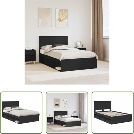 Marco de cama -  Estructura de cama Negro 135 x 190 cm Madera de pino macizo