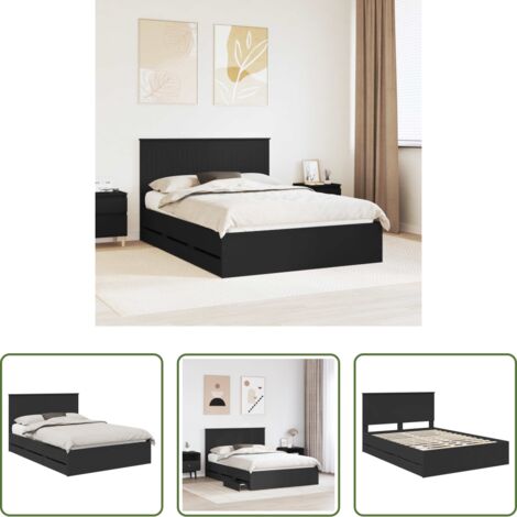 Marco de cama -  Estructura de cama Negro 140 x 200 cm Madera Ingenieril