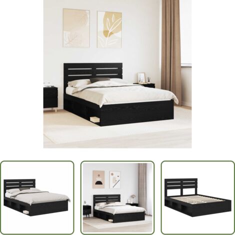 Marco de cama -  Estructura de cama Negro 160 x 200 cm Madera de pino macizo