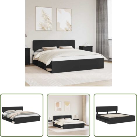 Marco de cama -  Estructura de cama Negro 200 x 200 cm Madera de pino macizo