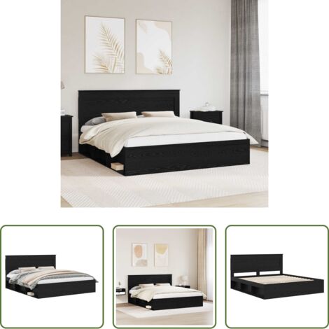Marco de cama -  Estructura de cama Negro 200 x 200 cm Madera de pino macizo