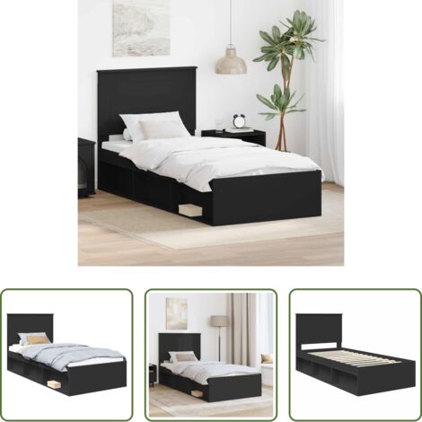 Marco de cama -  Estructura de cama Negro 75 x 190 cm Madera de pino macizo
