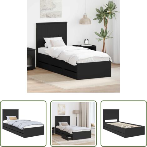 Marco de cama -  Estructura de cama Negro 90 x 200 cm Madera Ingenieril
