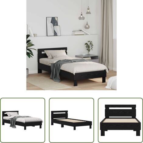 Marco de cama -  Estructura de cama Roble Negro 75 x 190 cm Madera de ingeniería