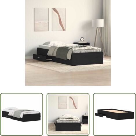 Marco de cama -  Estructura de cama Roble Negro 90 x 200 cm Madera contrachapada