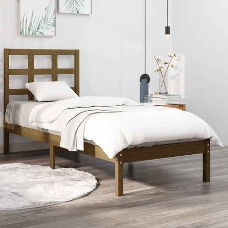Marco de Cama,Camas para adulto,Estructura cama individual madera maciza marrón miel 75x190 cm