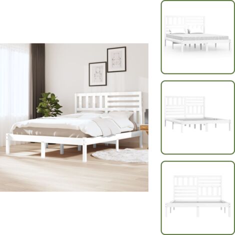 Marco de Cama,Camas para adulto,Estructura de cama madera maciza de pini blanca 120x200 cm