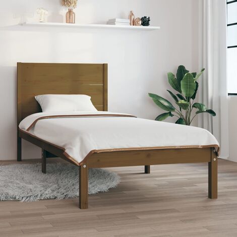 Marco de Cama,Camas para adulto,Estructura de cama madera maciza marrón miel 75x190 cm