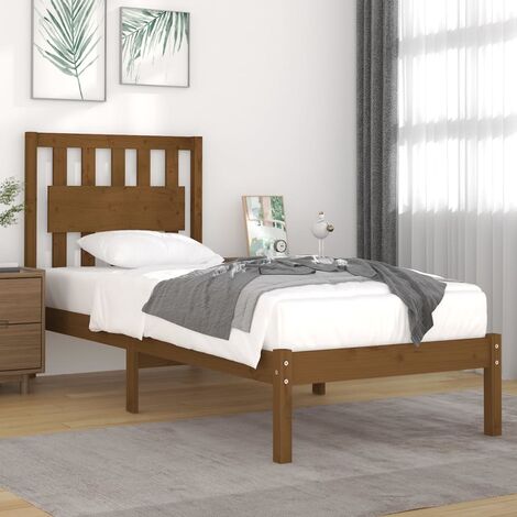 Marco de Cama,Camas para adulto,Estructura de cama madera maciza pino marrón miel 75x190 cm