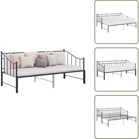 Marco de Cama,Camas para adulto,Estructura de sofá cama extraíble de metal negro 90x200 cm