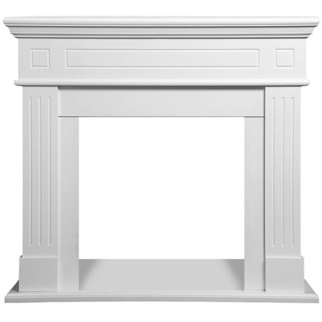 Marco de chimenea con revestimiento de madera (ancho 110 x profundidad 36 x alto 100 cm), color blanco Cambridge