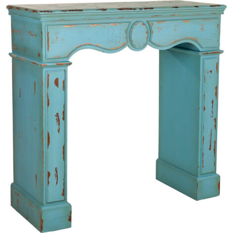 Marco de chimenea de madera azul 100x40x100