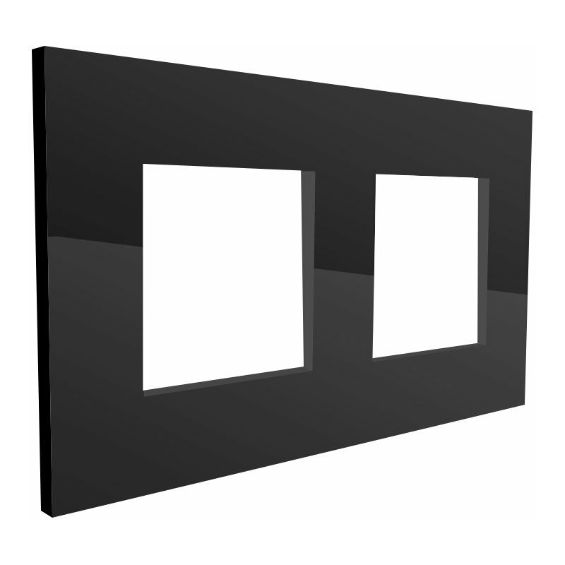 

Marco de Cristal Empotrable Negro para 2 Módulos Serie Modern Negro | IluminaShop