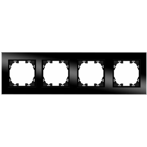 Marco de Cristal Empotrable Negro para 4 Módulos Serie wLux  Negro  | IluminaShop