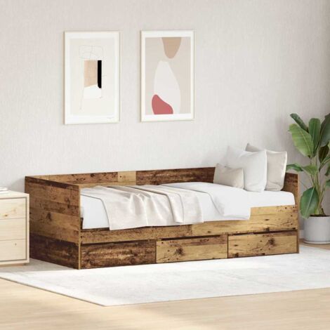 Marco de diván con cajones con cajón Madera vieja 90 x 190 cm