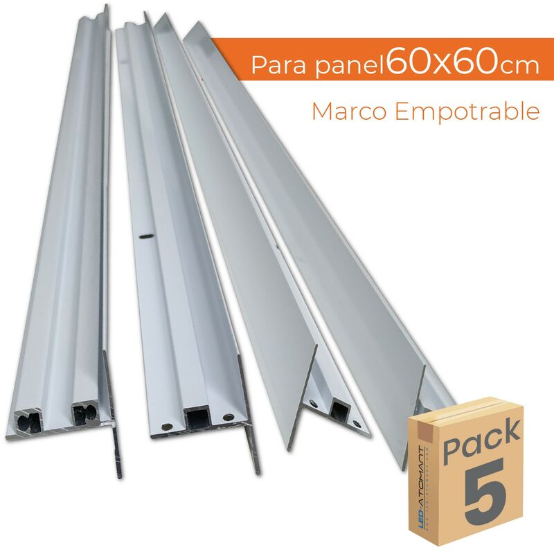 

Led Atomant Sl - Marco de empotrar para paneles LED 60x60 | Pack 5 Uds. - Pack 5 Uds.