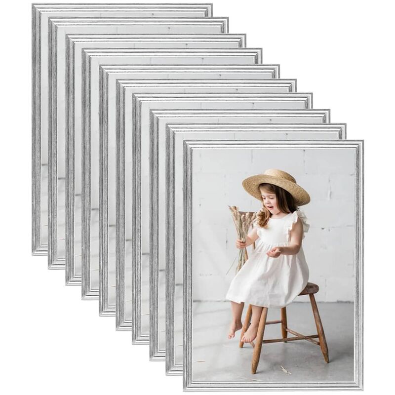

Marco de foto collage de pared/mesa 10 uds plateado MDF 18x24cm