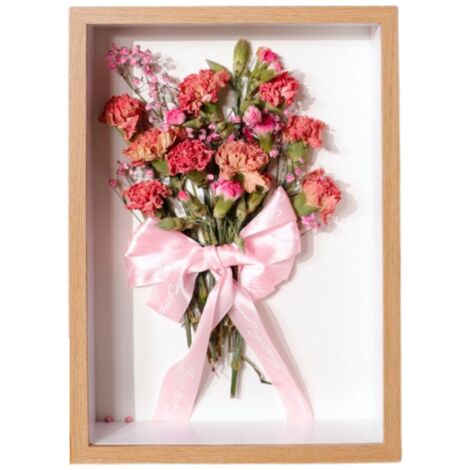 Marco de fotos casero con flores secas, rosas de papel de seda, marco de fotos artesanal, marco de fotos multifuncional para escultura DIY, marco de fotos de 27 x 22 cm de profundidad.