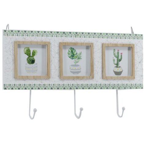 Marco de fotos de pared madera de cactus múltiple 3pcon colgador 3 lugares cm34x19,5x3,5