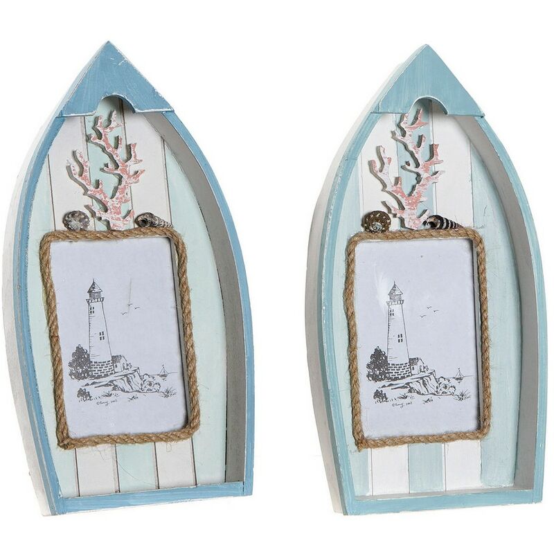 

Marco de Fotos DKD Home Decor Barco Mediterráneo Madera MDF (2 pcs) (10 x 10 x 15 cm)