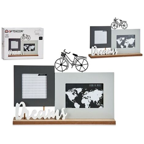 Marco de Fotos Dreams Negro Gris Blanco Madera (37,5 x 6 x 26,5 cm) 8430852784759 S3608153 Gift Decor