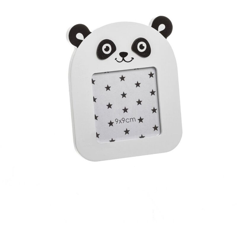 

Marco de fotos infantil panda moderno blanco y negro de madera MDF de 16x13 cm