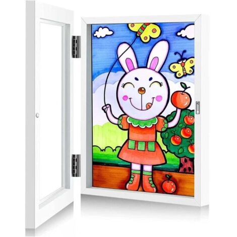 Marco de fotos KZQ A4 para niños, marco a presión para dibujos infantiles, marco de fotos acrílico plegable y rellenable, para exhibir o colgar las obras de arte de sus hijos, 1 pieza blanca