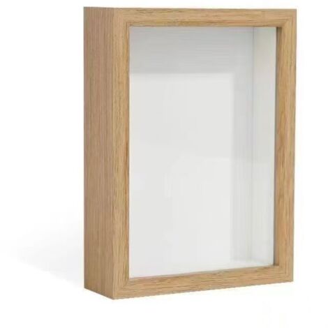 Marco de fotos minimalista 3D hueco, 20 cm (8 pulgadas), para armar uno mismo - Color madera natural