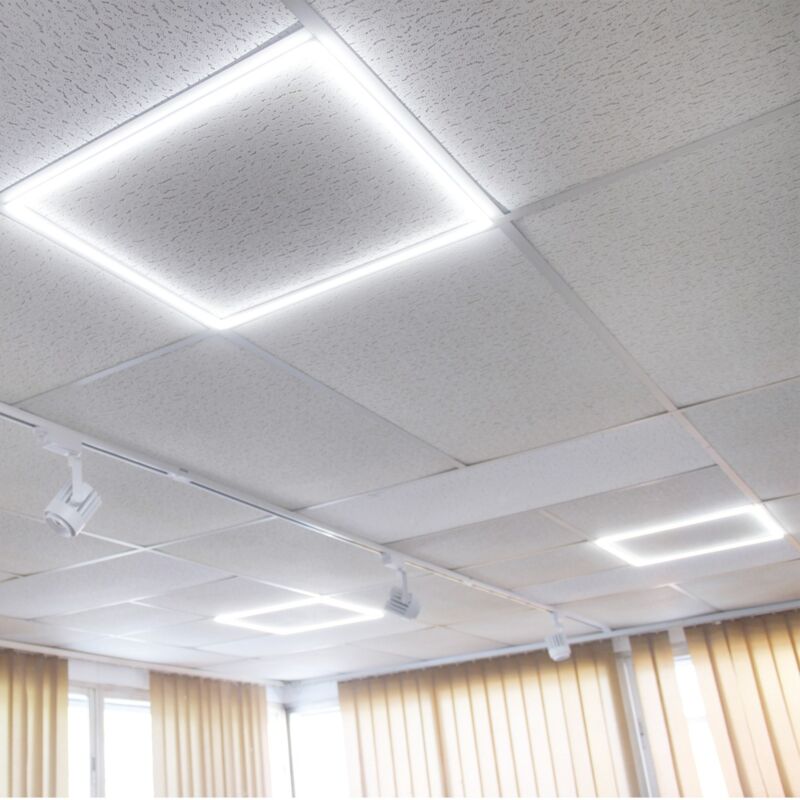 2X Marco luminoso panel led cuadrado 60x60cm 48W 4800 lumenes (=250W) luz blanca 6000k falso techo oficina panel led led panel led 60x60 plafon led