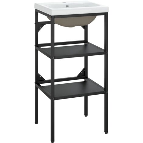 Marco para lavabo de baño de encastre de hierro negro 020006783