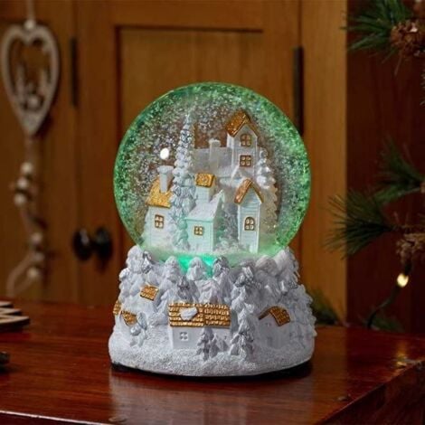 Marco Paul 12cm Fantasy Forest Snow Sphere Christmas Winter Wonderland Musical Glitter Snow Globe Colour Changing 17cm Festive Village Scene Xmas Indoor Use Festive Home D�cor Battery Operated`