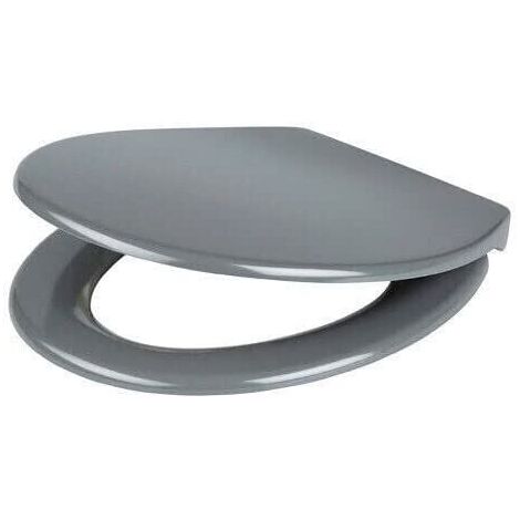Marco Paul 18" Standard Traditional White Wooden MDF Toilet Seat Universal Adjustable to Fit Most Toilets Oval Seat with Hinges & Parts (Grey)