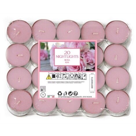 Marco Paul 20 x Scented Tea Lights Candles Fragranced Tealights 7hr Burn Time Tea Light Scented Candles Long Burn Candle Set Gift Home D�cor Lighting Colourful for Home, Event, Christmas (Rose)