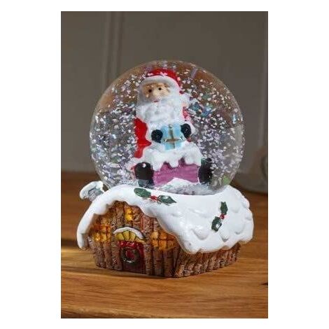 Marco Paul 6cm Christmas Cabin Snow Sphere Santa Snowman Christmas Winter Wonderland Snow Globe Colour Changing Festive Scene Xmas Indoor Use Home D�cor Battery Operated (Santa)