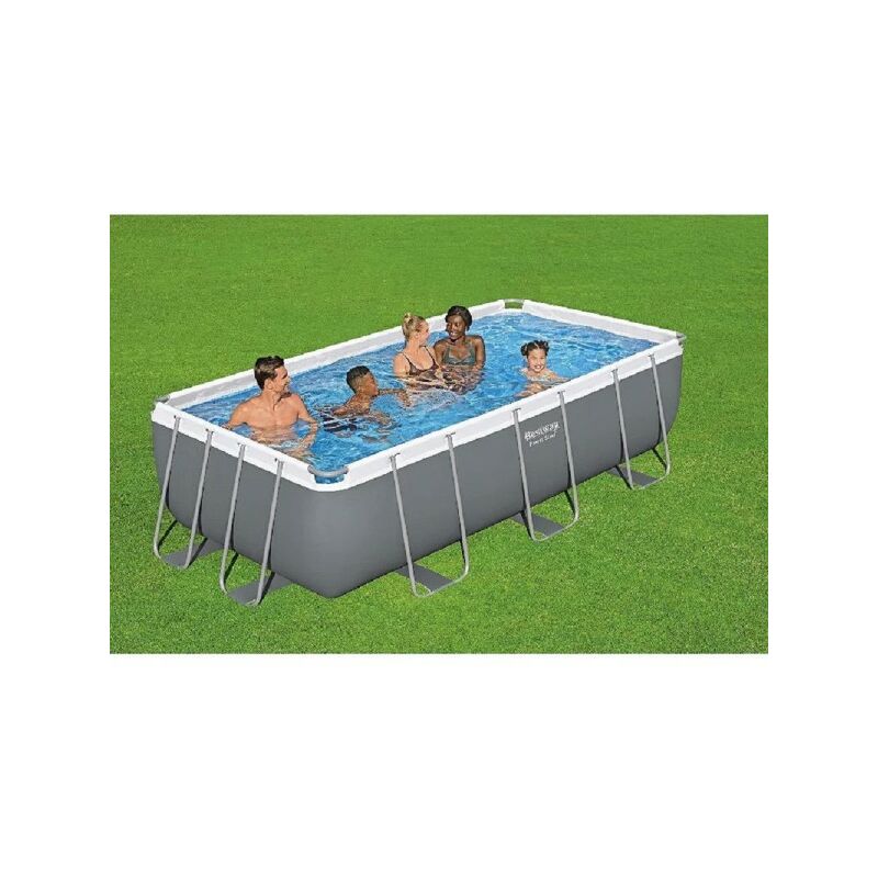 Trade Shop Traesio - Power Steel Frame Rectangular Piscina Sobre Suelo 404 X 201 X 100 Cm Bomba 56441