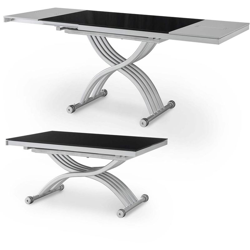 Mobilier Deco - MARCO - Table basse relevable noir et gris 2 allonges - Noir