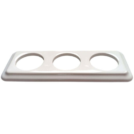Marco Triple Cuadrado de Empotrar en Porcelana Blanca – Para 3 Mecanismos