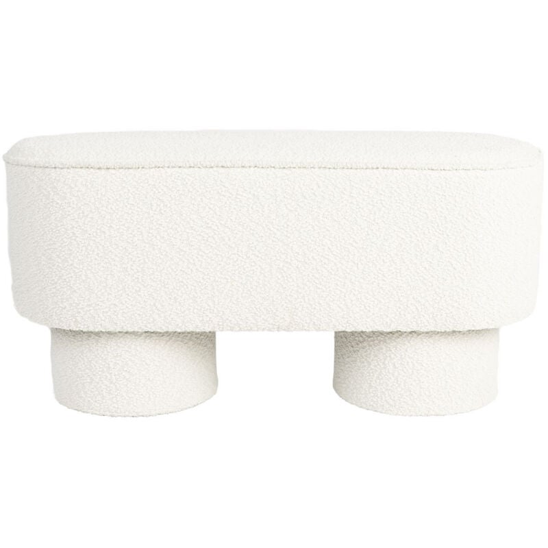 Banc, Banc en tissu bouclé Marcos, Boite à design Blanc en Fabric, boite a design