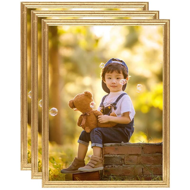 

Marcos de foto collage de pared/mesa 3 uds dorado MDF 20x25 cm