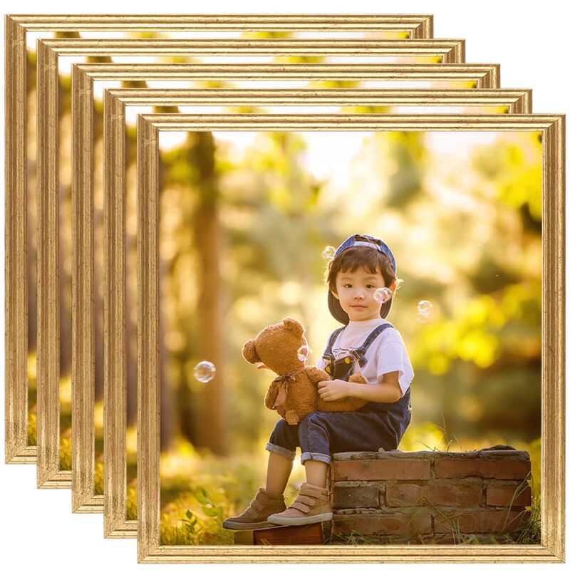 

Marcos de foto collage de pared/mesa 5 uds dorado MDF 40x40 cm