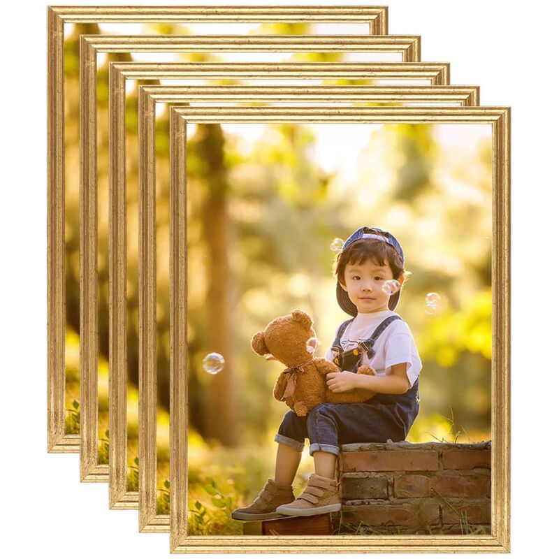 

Marcos de foto collage de pared/mesa 5 uds dorado MDF 40x50 cm