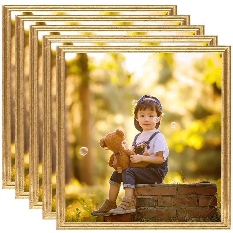 

Marcos de foto collage de pared/mesa 5 uds dorado MDF 50x50 cm