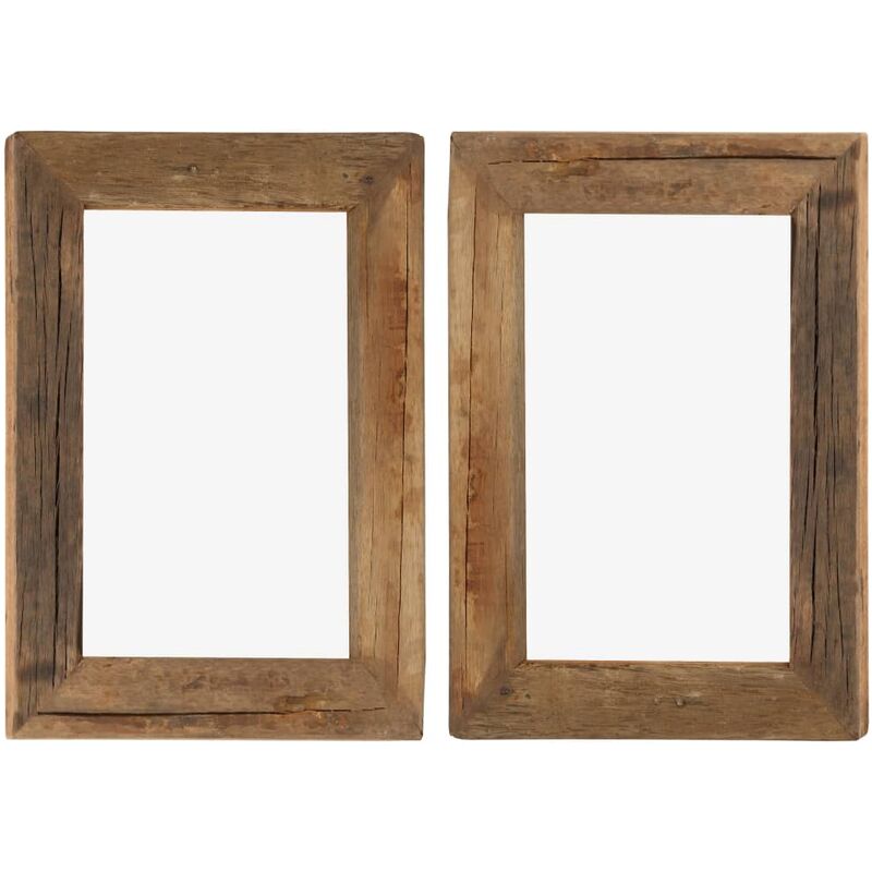 

Marcos de fotos 2 uds madera maciza reciclada y vidrio 30x40 cm - Marrón