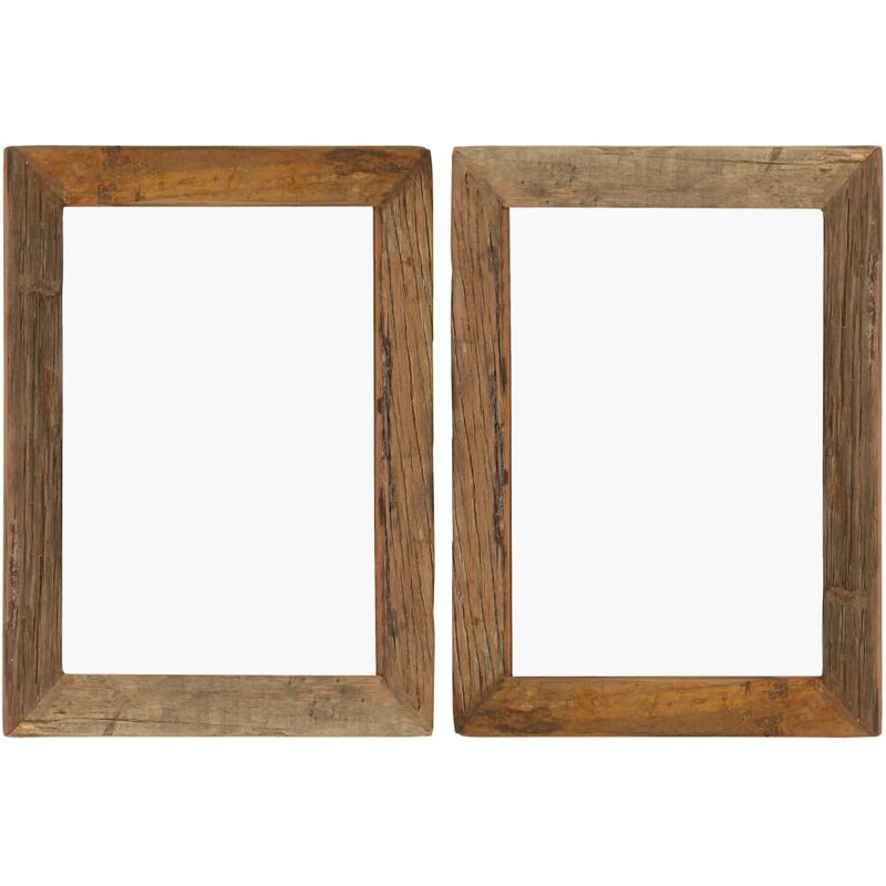

Marcos de fotos 2 uds madera maciza reciclada y vidrio 40x50 cm - Marrón