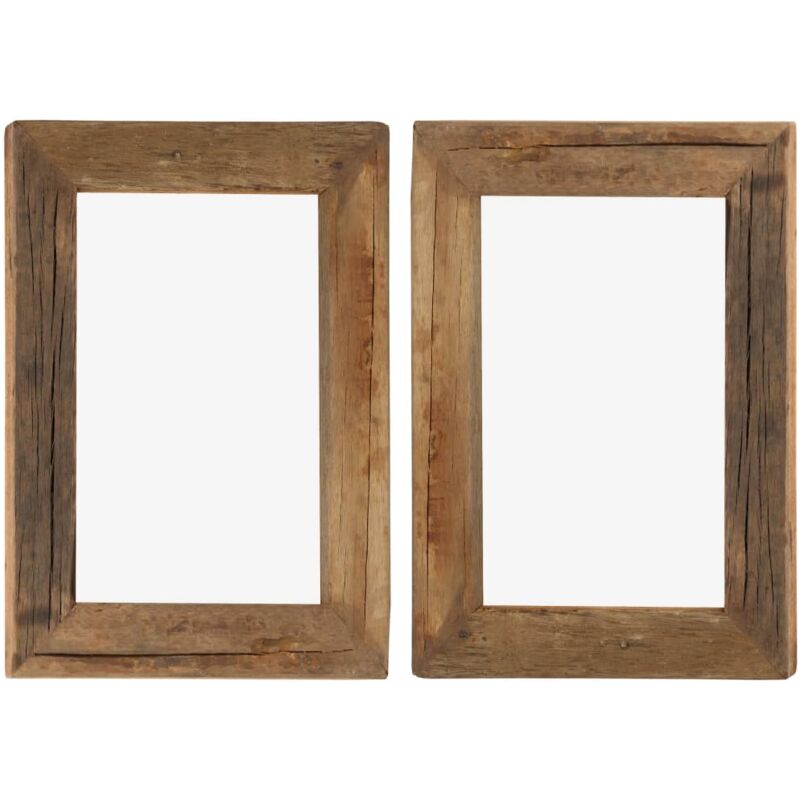 

Marcos de Fotos 2 Unidades Madera Maciza Reciclada y Vidrio 30x40 cm - Marrón - Vidaxl